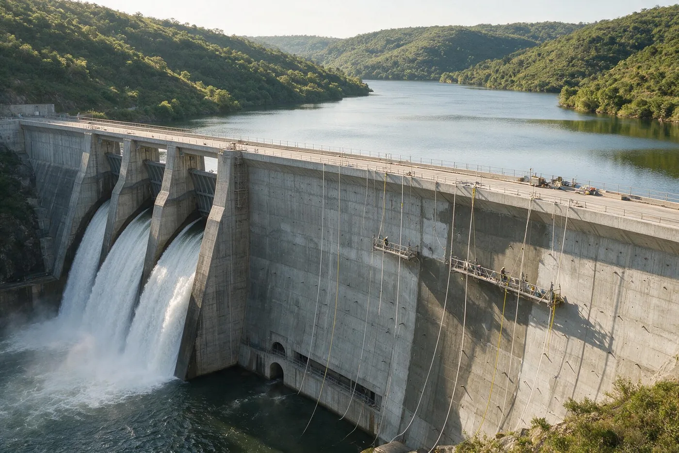 Barragem de PCH com tratamento impermeabilizante na face de montante